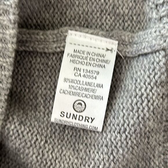 Sundry Women's Gray Oversized Wool/Cashmere Crew Neck Sweater Stripe Size 2/M - Picture 8 of 11